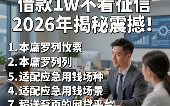借款1w不看征信2026年揭秘震撼！本篇罗列5种适配应急用钱场景的网贷平台