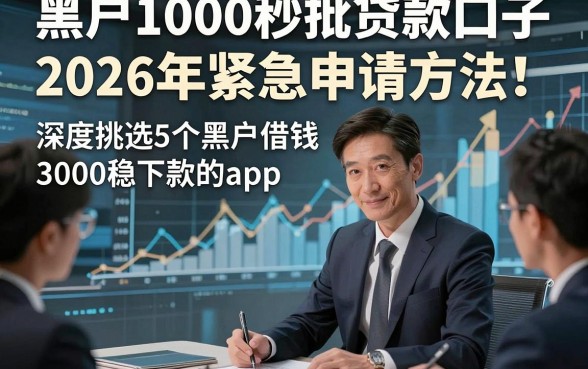 黑户1000秒批贷款口子2026年紧急申请方法！深度挑选5个黑户借钱3000稳下款的app