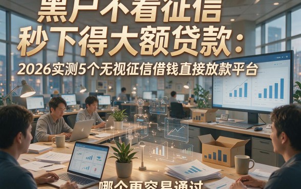 黑户不看征信秒下得大额贷款：2026实测5个无视征信借钱直接放款平台，哪个更容易通过？