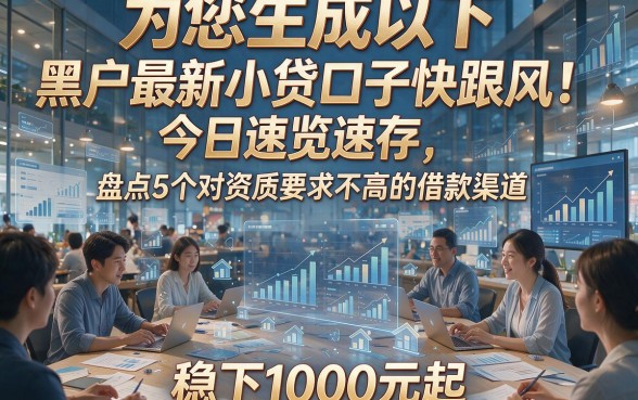 为您生成以下标题：黑户最新小贷口子快跟风！今日速览速存，盘点5个对资质要求不高的借款渠道，稳下1000元起