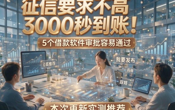 征信要求不高3000秒到账！5个借款软件审批容易通过，本次更新实测推荐