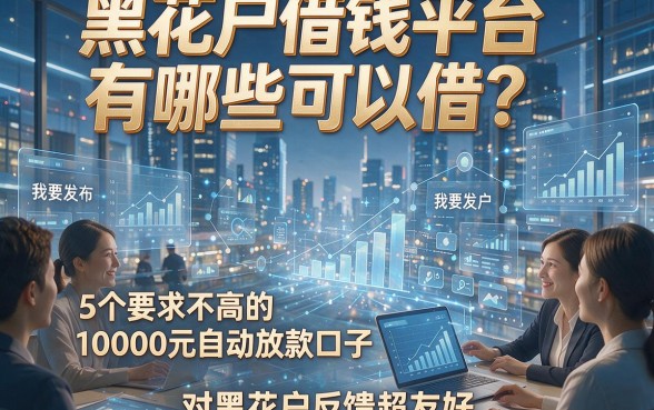 黑花户借钱平台有哪些可以借？5个要求不高的10000元自动放款口子，对黑花户反馈超友好