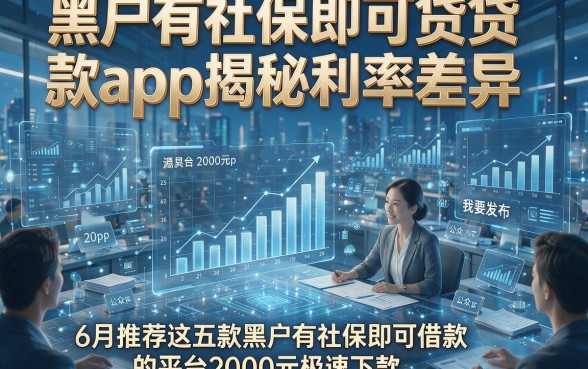 黑户有社保即可贷款app揭秘利率差异，6月推荐这五款黑户有社保即可借款的平台2000元极速下款