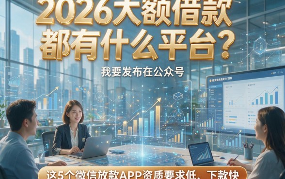 2026大额借款都有什么平台？这5个微信放款APP资质要求低、下款快