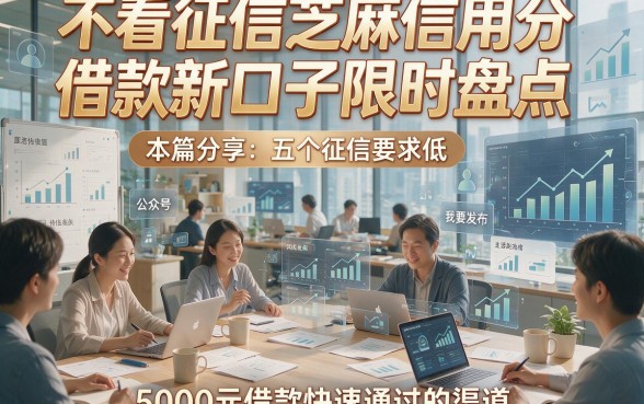 不看征信芝麻信用分借款新口子限时盘点，本篇分享五个征信要求低、5000元借款快速通过的渠道