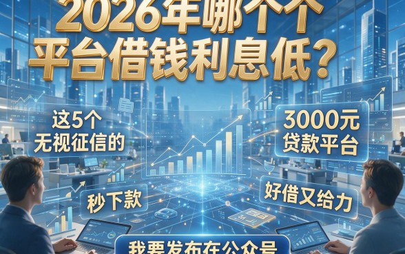 2026年哪个平台借钱利息低？这5个无视征信的贷款平台，3000元秒下款，好借又给力！