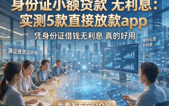 身份证小额贷款无利息：实测5款直接放款app，凭身份证借钱无利息真的好用