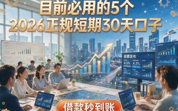 目前必用的5个2026正规短期30天口子，借款秒到账！