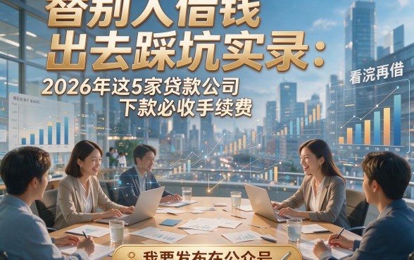 替别人借钱出去踩坑实录：2026年这5家贷款公司下款必收手续费，看完再借！