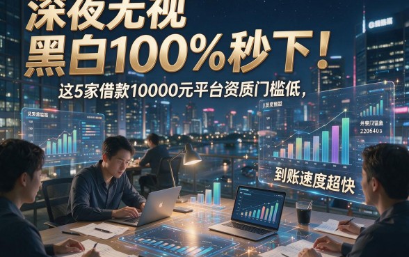 深夜无视黑白100%秒下！这5家借款10000元平台资质门槛低、到账速度超快
