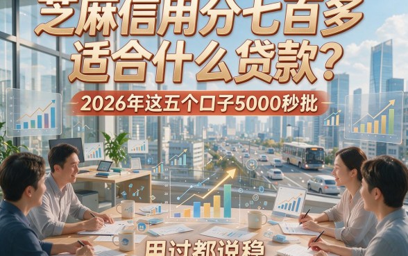 芝麻信用分七百多适合什么贷款？2026年这五个口子5000秒批，用过都说稳