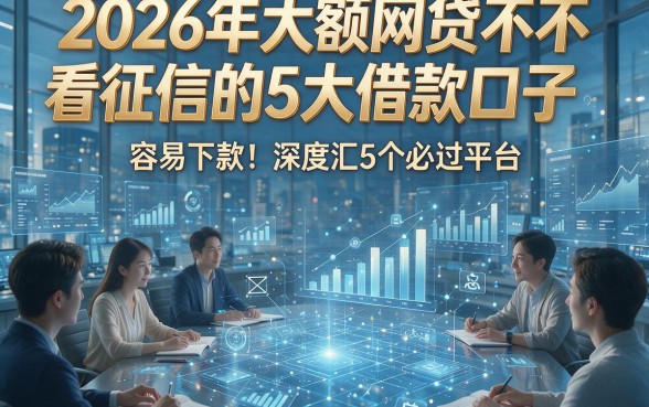 2026年大额网贷不看征信的5大借款口子，容易下款！深度汇总这5个必过平台！