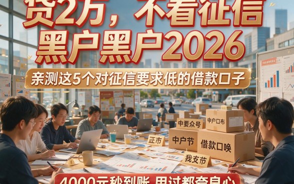 贷2万不看征信黑户2026，亲测这5个对征信要求低的借款口子，4000元秒到账用过都夸良心
