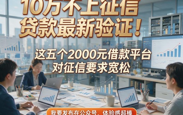 10万不上征信贷款最新验证！这五个2000元借款平台对征信要求宽松，体验感超棒