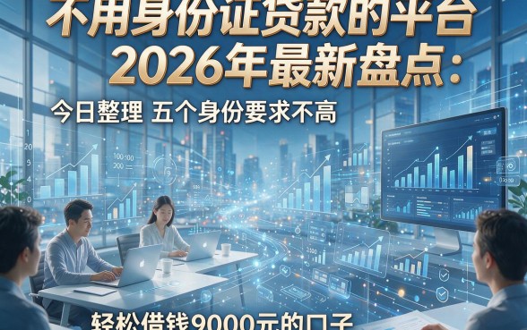 不用身份证贷款的平台2026年最新盘点：今日整理五个身份要求不高、轻松借钱9000元的口子