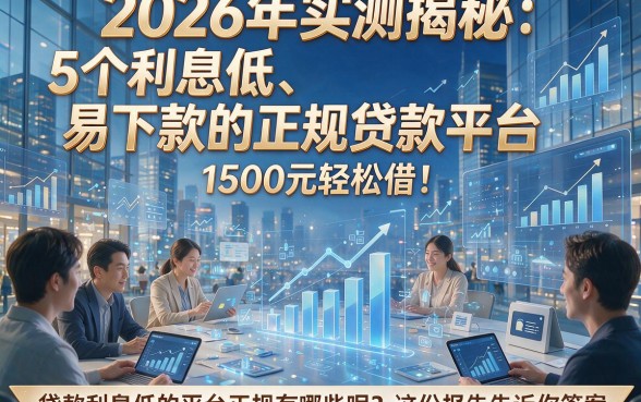 2026年实测揭秘：5个利息低、易下款的正规贷款平台，1500元轻松借！贷款利息低的平台正规有哪些呢？这份报告告诉你答案