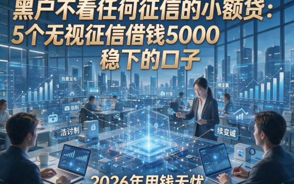 黑户不看任何征信的小额贷：5个无视征信借钱5000稳下的口子，2026年用钱无忧！