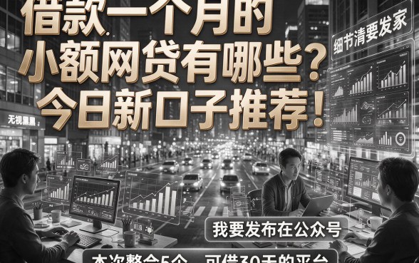 以下是根据你的要求模仿原标题风格生成的新标题：借款一个月的小额网贷有哪些？今日新口子推荐！本次整合5个无视黑白、可借30天的平台