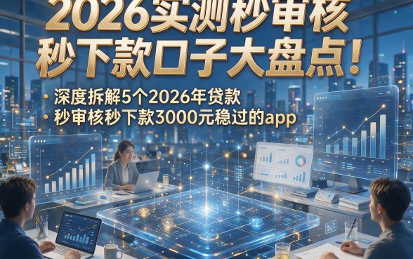 2026实测秒审核秒下款口子大盘点！深度拆解5个2026年贷款秒审核秒下款3000元稳过的app