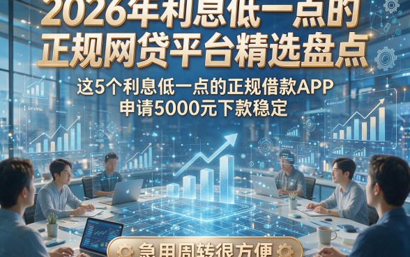 2026年利息低一点的正规网贷平台精选盘点，这5个利息低一点的正规借款APP申请5000元下款稳定，急用周转很方便