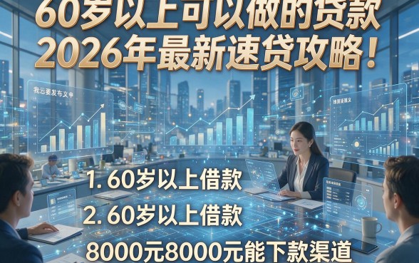 60岁以上可以做的贷款2026年最新速贷攻略！附五个60岁以上借款8000元能下款的渠道