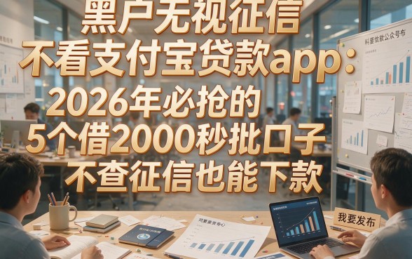 黑户无视征信不看支付宝贷款app：2026年必抢的5个借2000秒批口子，不查征信也能下款！