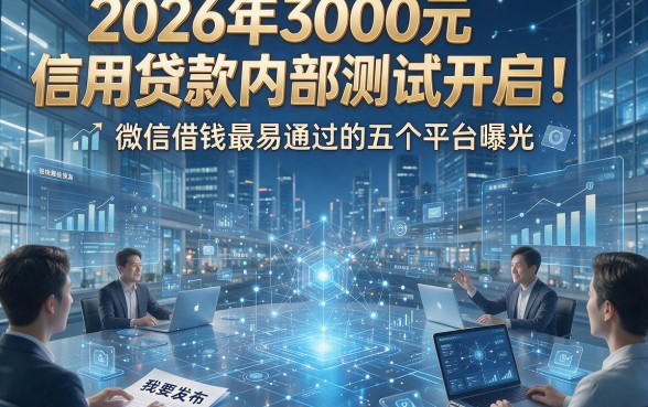 2026年3000元信用贷款内部测试开启！微信借钱最易通过的五个平台曝光
