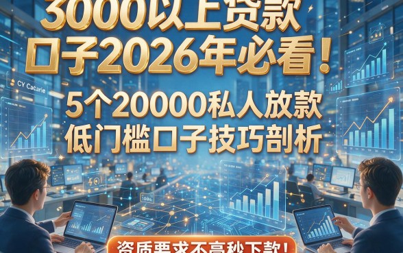 3000以上贷款口子2026年必看！5个20000私人放款低门槛口子技巧剖析，资质要求不高秒下款