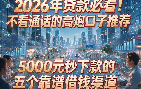 2026年贷款必看！不看通话的高炮口子推荐，5000元秒下款的五个靠谱借钱渠道
