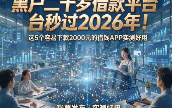 黑户二十岁借款平台秒过2026年！这5个容易下款2000元的借钱APP实测好用
