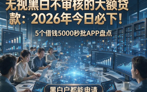 无视黑白不审核的大额贷款：2026年今日必下！5个借钱5000秒批APP盘点，黑白户都能申请