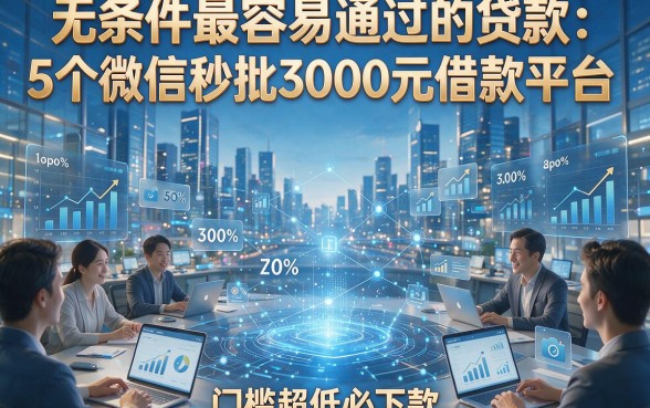 无条件最容易通过的贷款：5个微信秒批3000元借款平台，门槛超低必下款