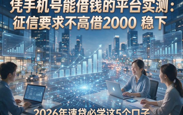 凭手机号能借钱的平台实测：征信要求不高借2000稳下，2026年速贷必学这5个口子！