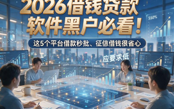 2026借钱贷款软件黑户必看！这5个平台借款秒批、征信要求低，应急借钱很省心