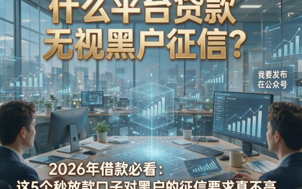 什么平台贷款无视黑户征信？2026年借款必看：这5个秒放款口子对黑户的征信要求真不高
