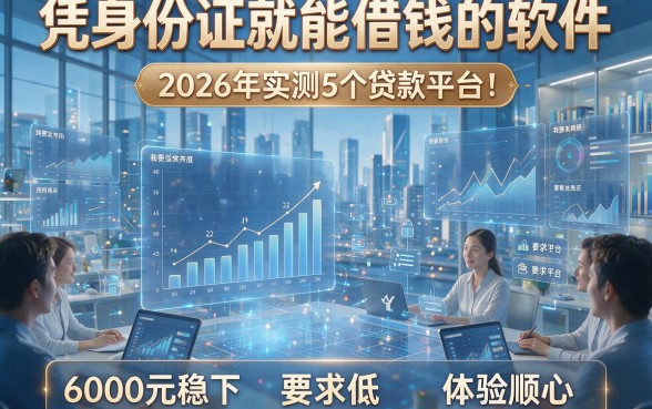 凭身份证就能借钱的软件，2026年实测5个贷款平台：6000元稳下、要求低、体验顺心！