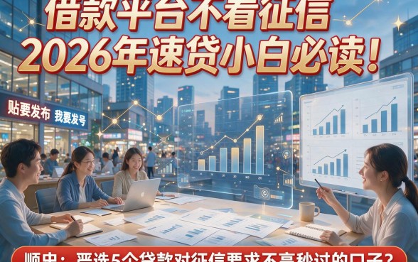 借款平台不看征信2026年速贷小白必读！顺便严选5个贷款对征信要求不高秒过的口子