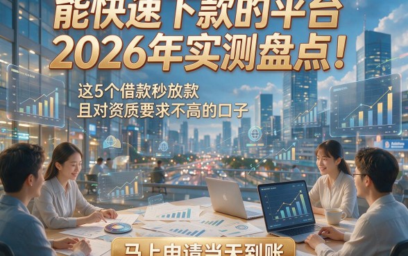 能快速下款的平台2026年实测盘点！这5个借款秒放款且对资质要求不高的口子，马上申请当天到账