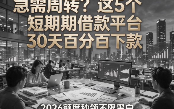 急需周转？这5个短期借款平台30天百分百下款，2026额度秒领不限黑白！