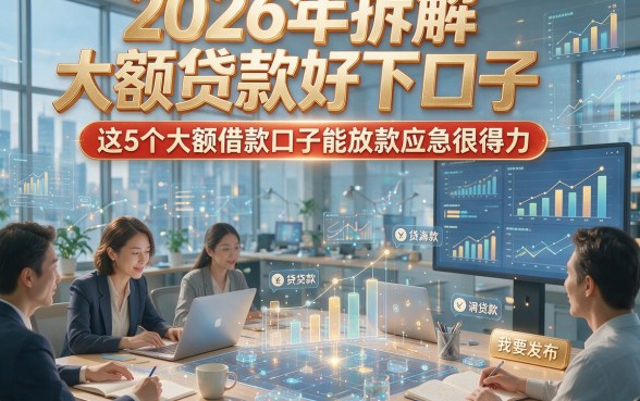 2026年拆解大额贷款好下口子，这5个大额借款口子能放款应急很得力