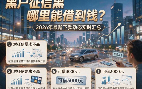 黑户征信黑哪里能借到钱？2026年最新下款动态实时汇总，附5个对征信要求不高、可借3000元的借款平台介绍