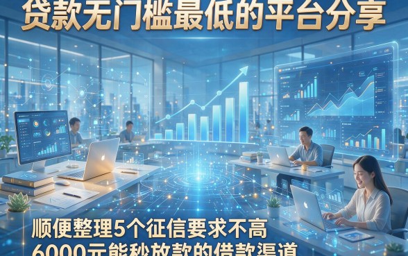 以下是根据你的要求生成的新标题：贷款无门槛最低的平台分享，顺便整理5个征信要求不高、6000元能秒放款的借款渠道