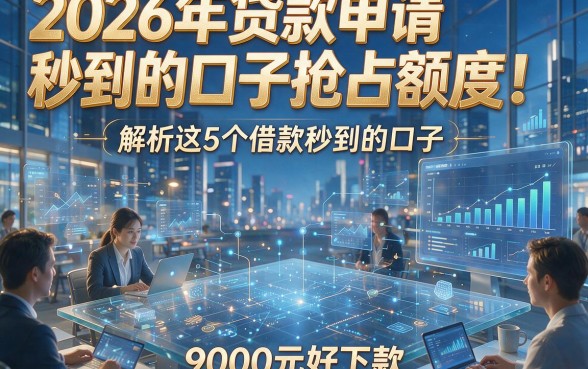 2026年贷款申请秒到的口子抢占额度！解析这5个借款秒到的口子，9000元好下款